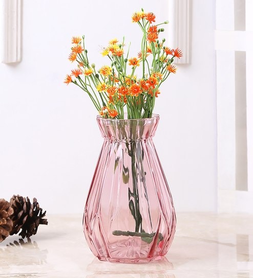 Buy Glass Pink Flower Vase By Aapno Rajasthan Online Table Vases