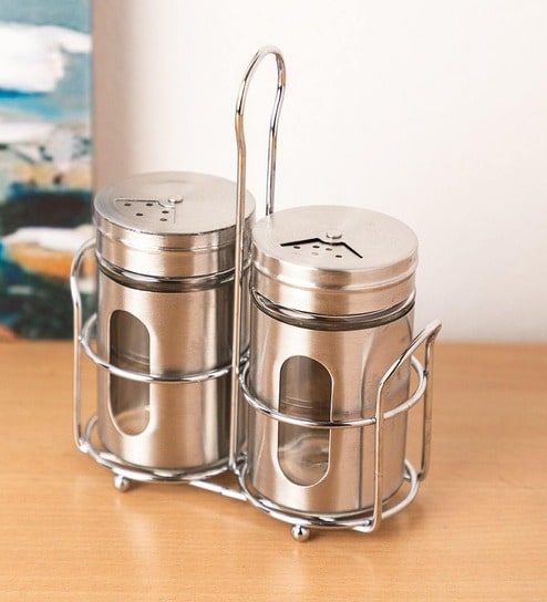 Glass Silver 100 Ml Salt & Pepper Set Set Of 2 By Market 99
