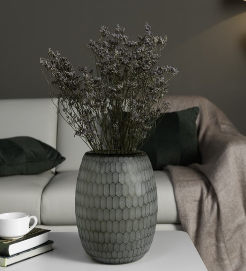 Grey Harmony Hex Big Glass Vase