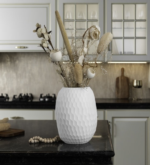 White Radiant Riple Big Glass Vase