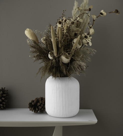 White Sleek Elegance Big Glass Vase