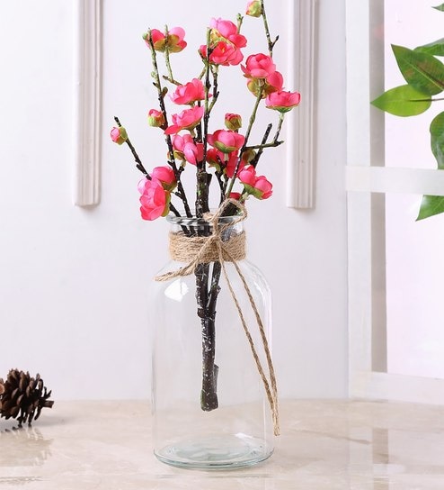 Buy Glass White Flower Vase By Aapno Rajasthan Online Table