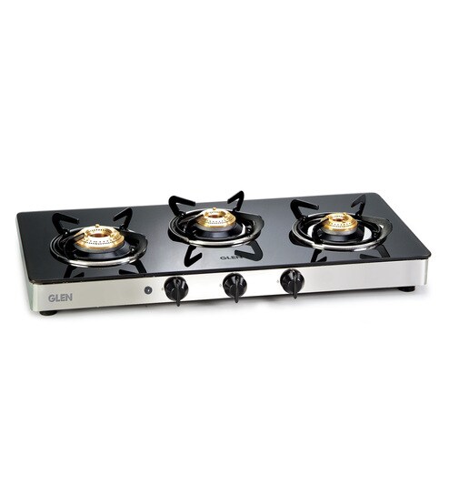 Buy Glen 3 Brass Burners Automatic Glass Gas Stove Model No