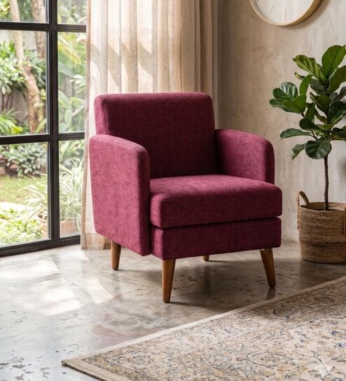 Glider Arm Chair In Plum Red Colour