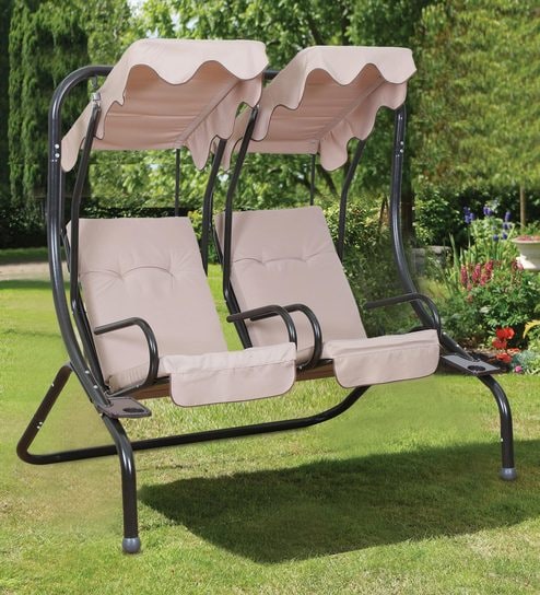 Glider Swing With Canopy In Cream Colour By Royaloak