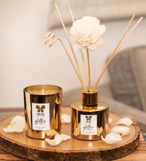 Glitter Golden Musk Reed Diffuser (Set Of 8) Gift Set