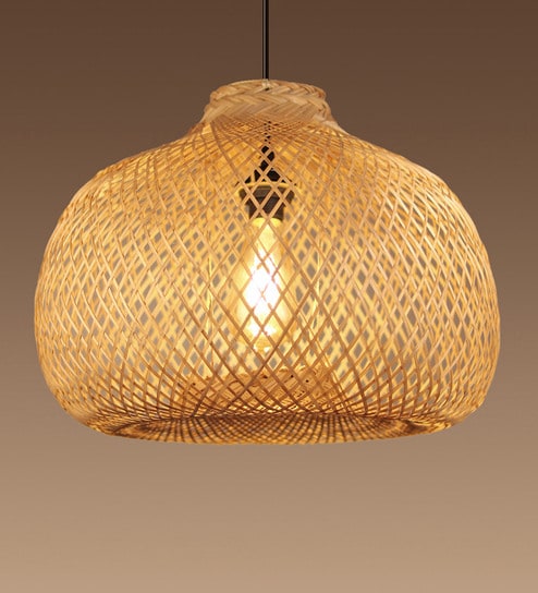 Globe Chandeliers Handmade Bamboo Pendant Hanging Light (Beige)