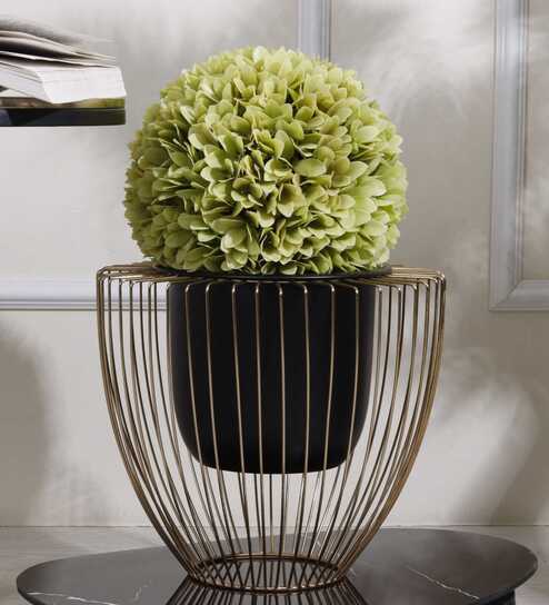 Gloria Riga Black & Gold Metal Planter