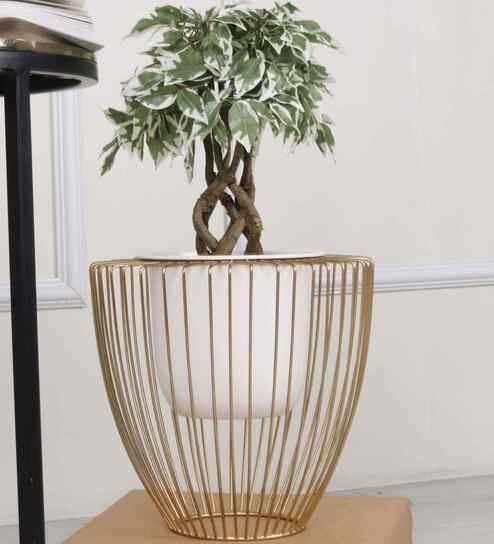 Gloria Riga White Metal Planter Small