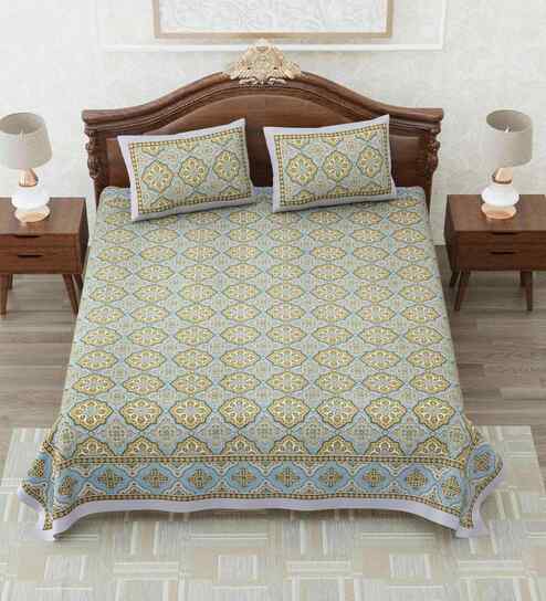 Glow Heritage King 144 TC Cotton Bedsheet 1 Bedsheet, 2 Pillow Covers