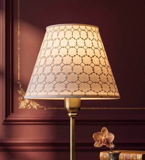 Beige Glyph Polymer Lamp Shade
