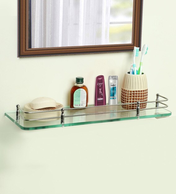 Buy Glass Bathroom Shelf In Transparent L 12 W 5 H 0 8 Inches By Elegant Arts Frames Online Bathroom Shelves Bathroom Shelves Discontinued Pepperfry Product