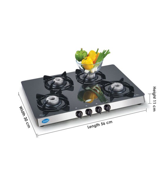 Buy Glen 4 Aluminium Burners Manual Glass Gas Stove (Model No CT1048GTAL) Online Gas Stoves