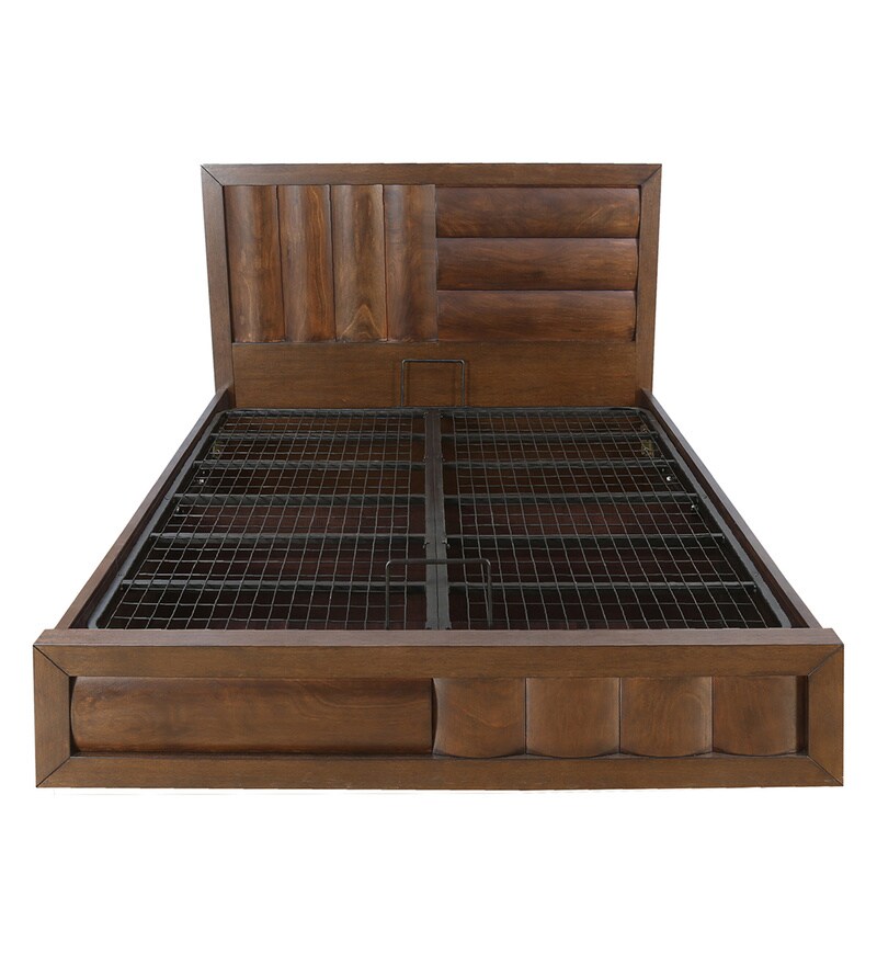 Buy Gladiator King Size Bed With Hydraulic Storage in Brown Colour by home Online Modern King