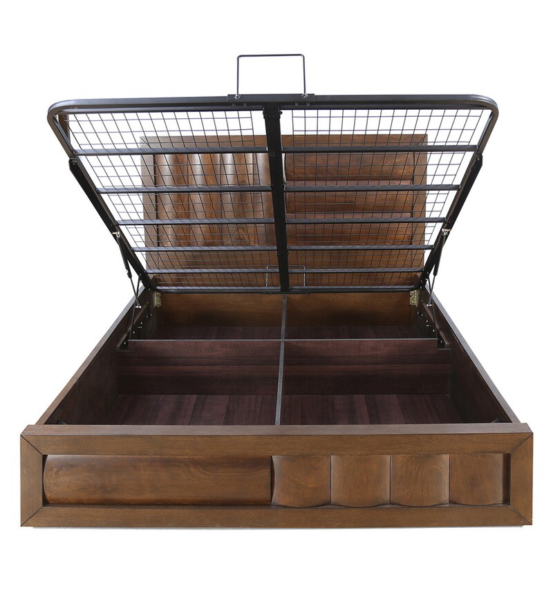 Buy Gladiator King Size Bed With Hydraulic Storage in Brown Colour by