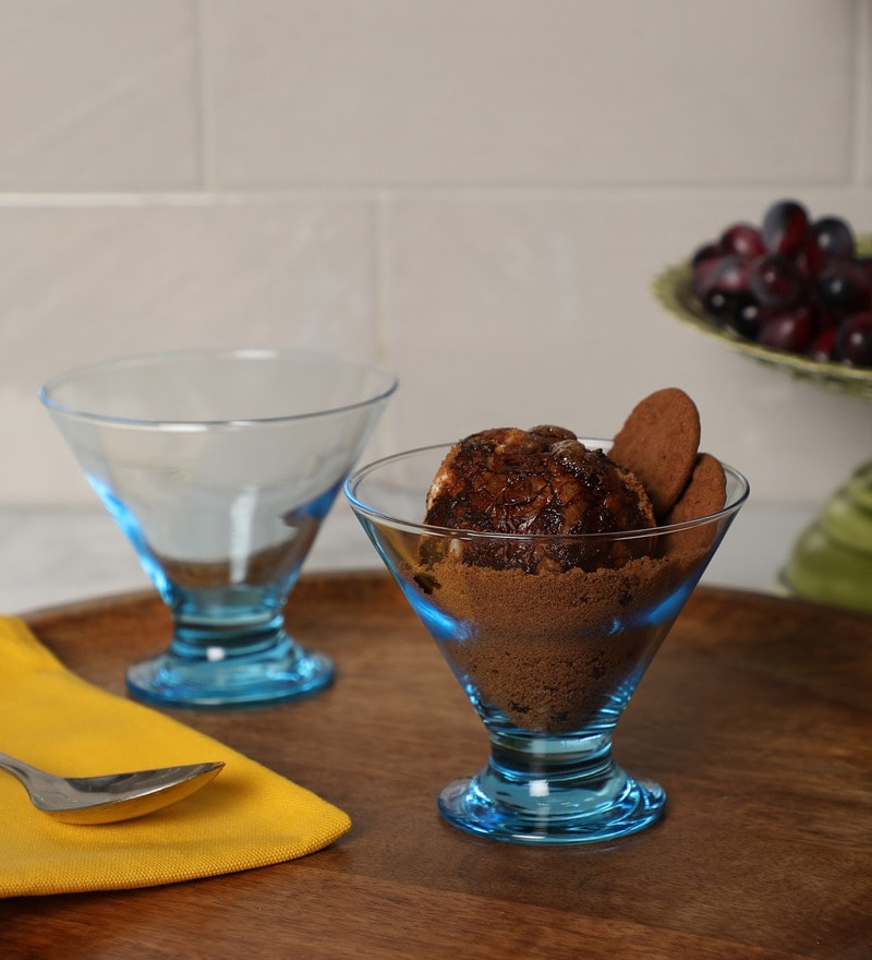 Buy Glass 200 ML Blue Dessert Bowl Set Of 6 by Pasabahce Online