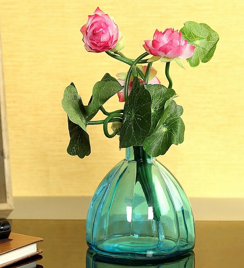 Buy Glass Blue Flower Vase by Aapno Rajasthan Online Eclectic Vases