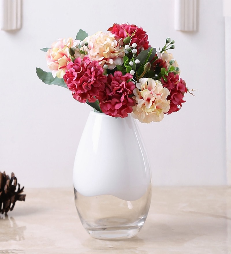 Buy Glass White Flower Vase By Aapno Rajasthan Online Table