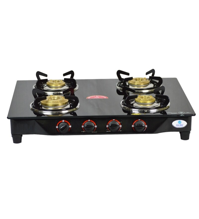 Buy Glee 4 Brass Burners Manual Glass Gas Stove (Model No GLDB4BR