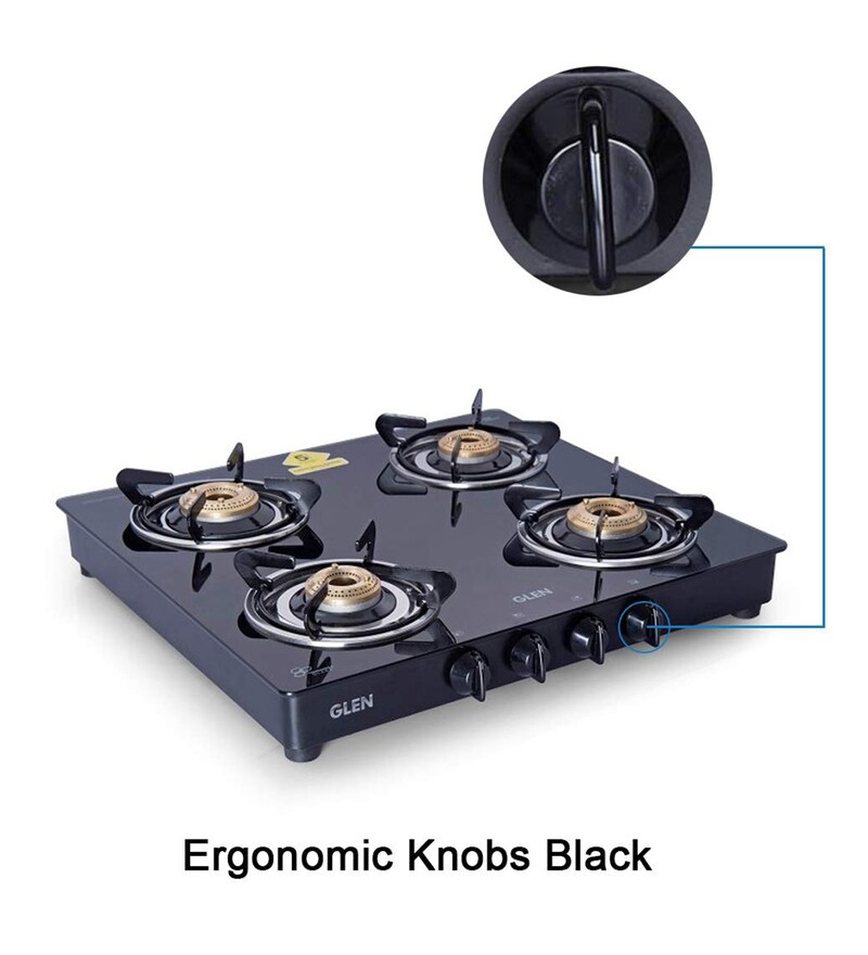 Buy Glen 1043 GT 4 Burner Gas Stove with Brass Burner in Black Colour