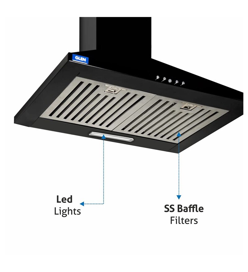 Buy Glen 6050 DX 60cm 1000 M3/H Pyramid Kitchen Chimney Junior In Black ...