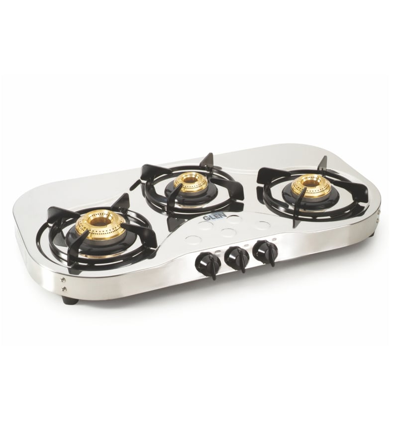 Buy Glen 3 Brass Burners Manual Stainless steel Gas Stove (Model No ...