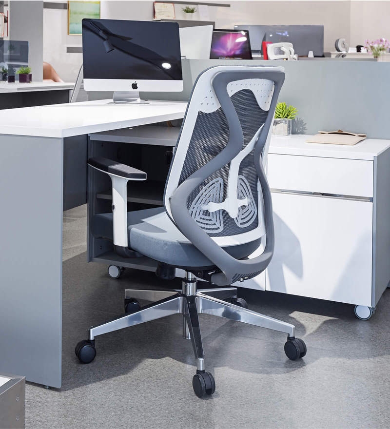 Buy Glider Breathable Mesh Ergonomic Chair in Grey Colour with Headrest