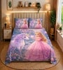 Pink 7D Digital Printed Girl Queen Size Bedsheet Sheet with 2 Matching Pillow Covers