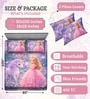 Pink 7D Digital Printed Girl Queen Size Bedsheet Sheet with 2 Matching Pillow Covers