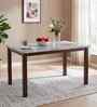 Glacia 4 Seater Solid Rubber Wood Dining Table With Marble Finish