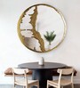 Glam Gold Hand-casted Metal Frosted Round Wall Mirror