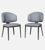 Glamora Leatherette Dinning Chair Set Of 2 In Dark Grey Colour