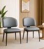 Glamora Leatherette Dinning Chair Set Of 2 In Dark Grey Colour