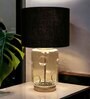 Glanz Glass Glass Table Lamp with Cotton Slub Black Black Shade