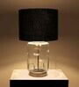 Glanz Glass Glass Table Lamp with Cotton Slub Black Black Shade