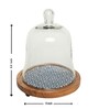 Glass Cloche with Brown Acacia Wood Base