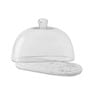 Ovaled White 0 Cloche with Marble Base