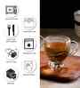 Glass Floral Designed Set 6 Tea Cups