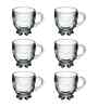 Glass Floral Designed Set 6 Tea Cups