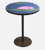Mosaic Glass Lotus Flower End Table in Brown Colour
