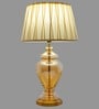 Corner White Cotton Fabric Shade Night Lamp With Metal & Glass Base