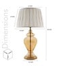 Corner White Cotton Fabric Shade Night Lamp With Metal & Glass Base