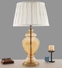 Corner White Cotton Fabric Shade Night Lamp With Metal & Glass Base