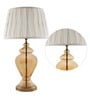 Corner White Cotton Fabric Shade Night Lamp With Metal & Glass Base
