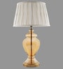 Corner White Cotton Fabric Shade Night Lamp With Metal & Glass Base
