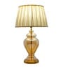 Corner White Cotton Fabric Shade Night Lamp With Metal & Glass Base