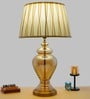 Corner White Cotton Fabric Shade Night Lamp With Metal & Glass Base