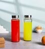 Glass Water Bottle 500ml Set of 2 Stainless Steel Airtight Leak-Proof Lid