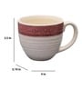 Glazed Pottery 300ml Off White & Red Ceramic (Set of 2) Tea Cup