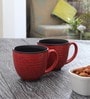 Glazed Pottery 300ml Red & Black Ceramic (Set of 2) Tea Cup